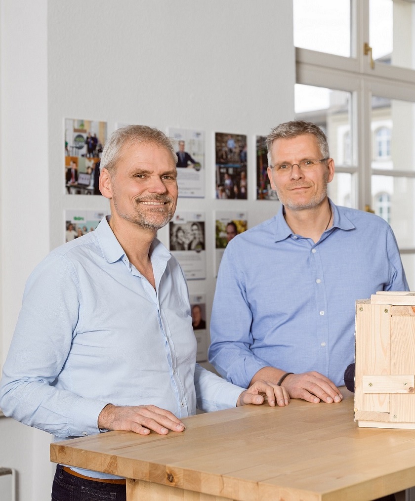 Anthropia co-founders Dirk Sander and Oliver Kuschel in the villa