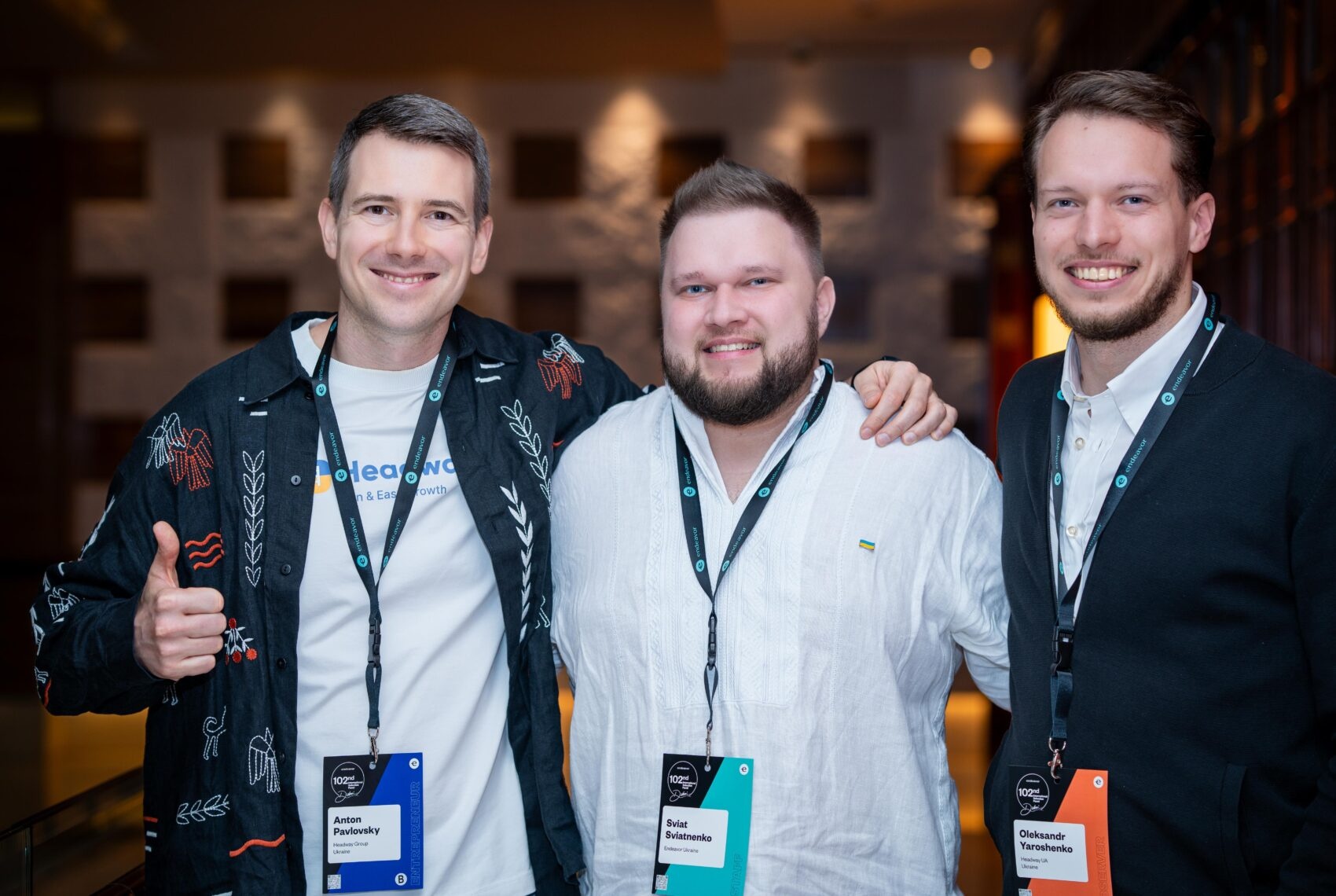 Anton Pavlovsky, Sviat Sviatnenko, and Oleksandr Yaroshenko at Endeavor’s selection panel in Dubai
