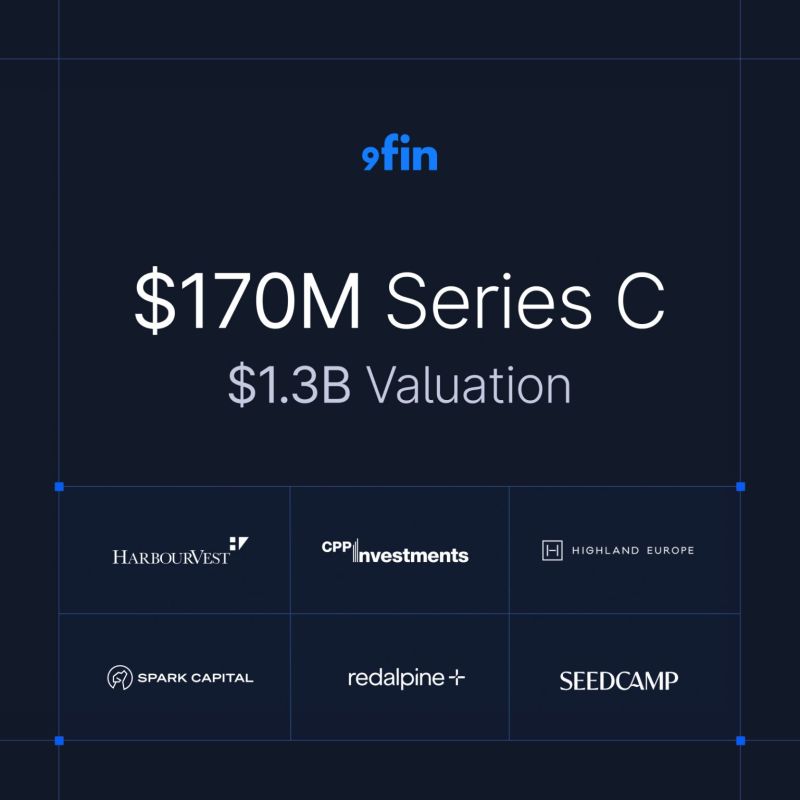 9fin graphic announcing a 170 million dollar Series C and 1.3 billion dollar valuation