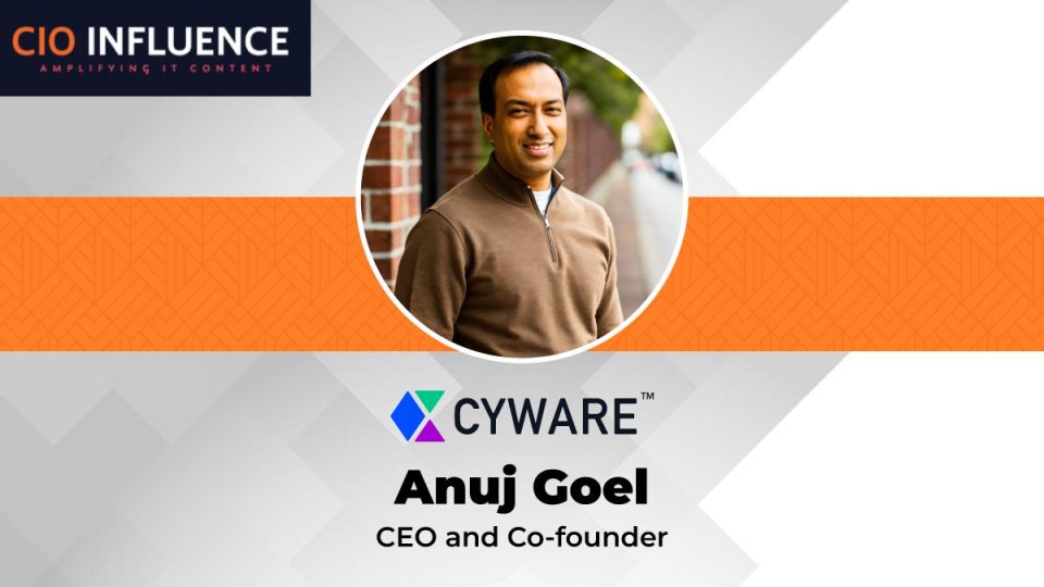 Press graphic identifying Anuj Goel as Cyware co-founder and CEO