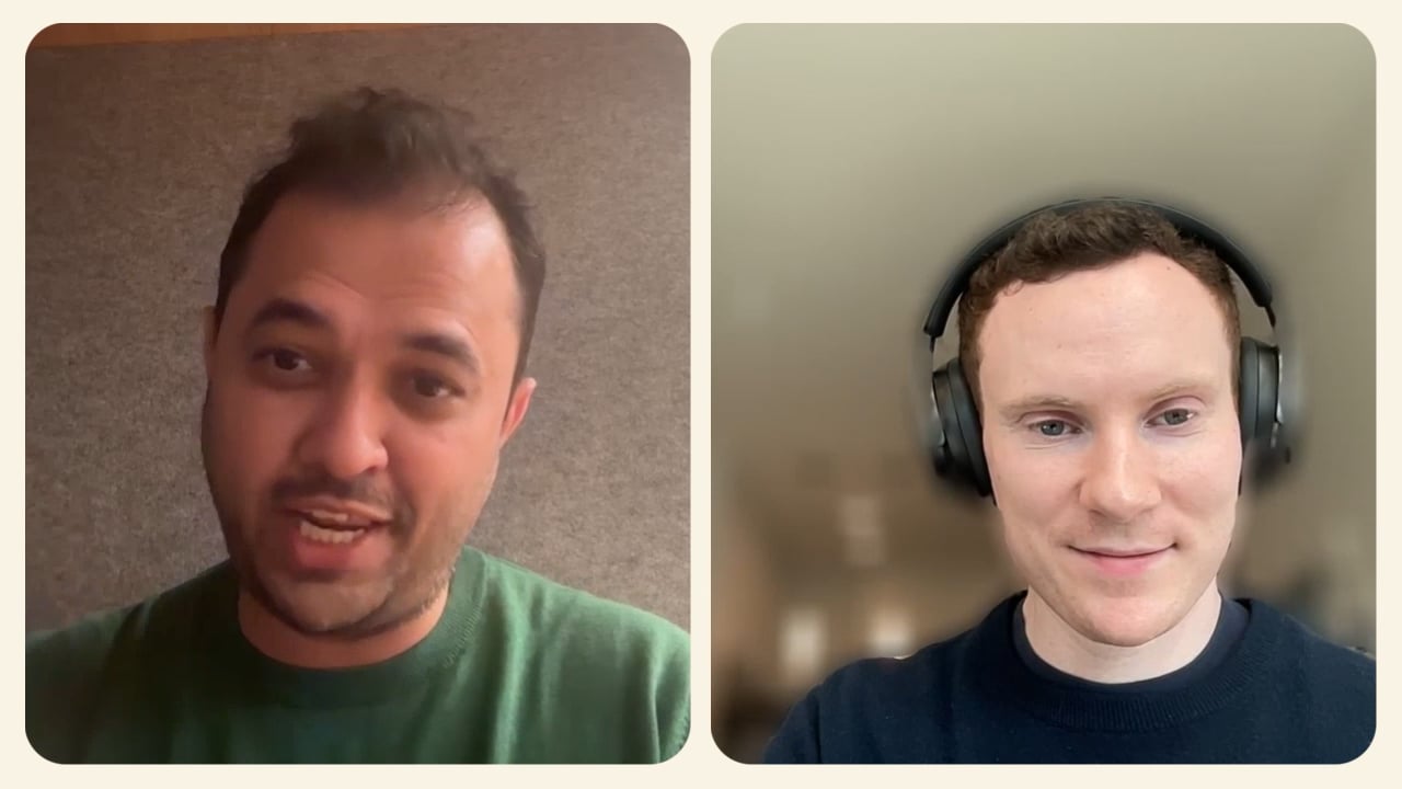 Anurag Puranik speaking with Inscribe CEO Ronan Burke during a video conversation