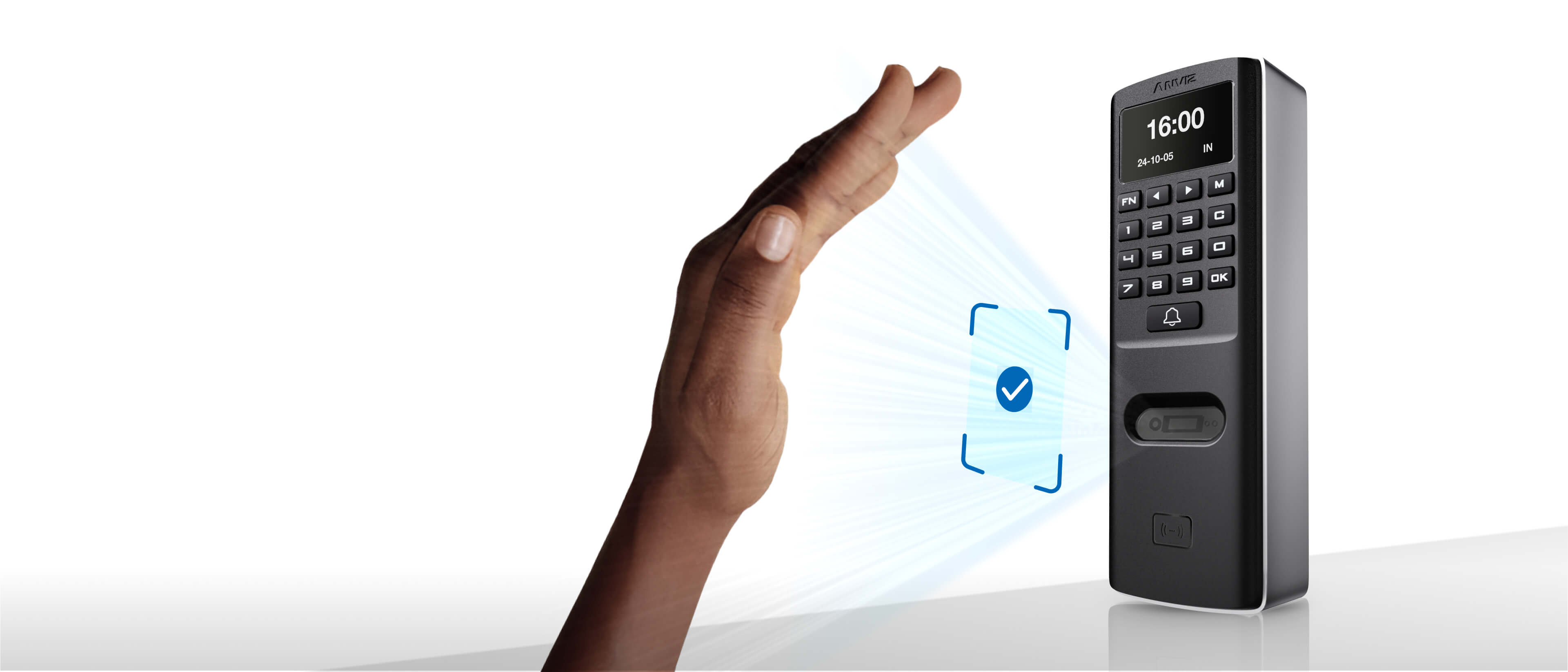 Official Anviz illustration of M7 Palm contactless palm-vein authentication