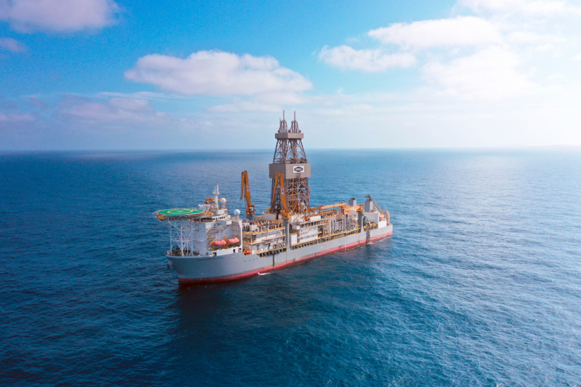 An offshore drilling vessel working in blue water in APA’s Suriname operations