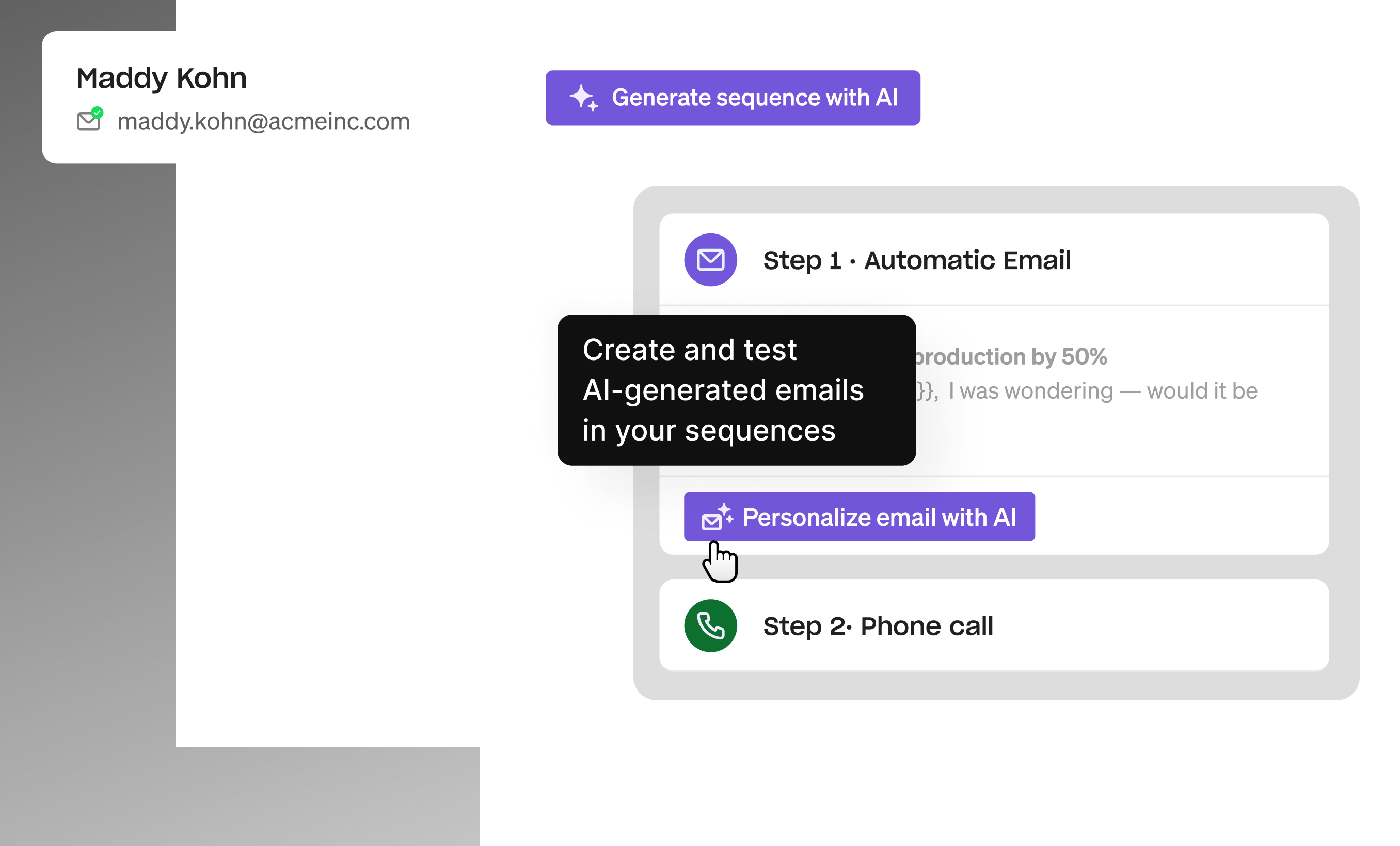 Apollo sales engagement sequence with AI email generation
