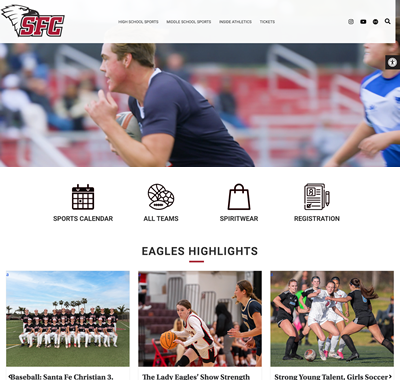 Arbiter promotional example of a school athletics website