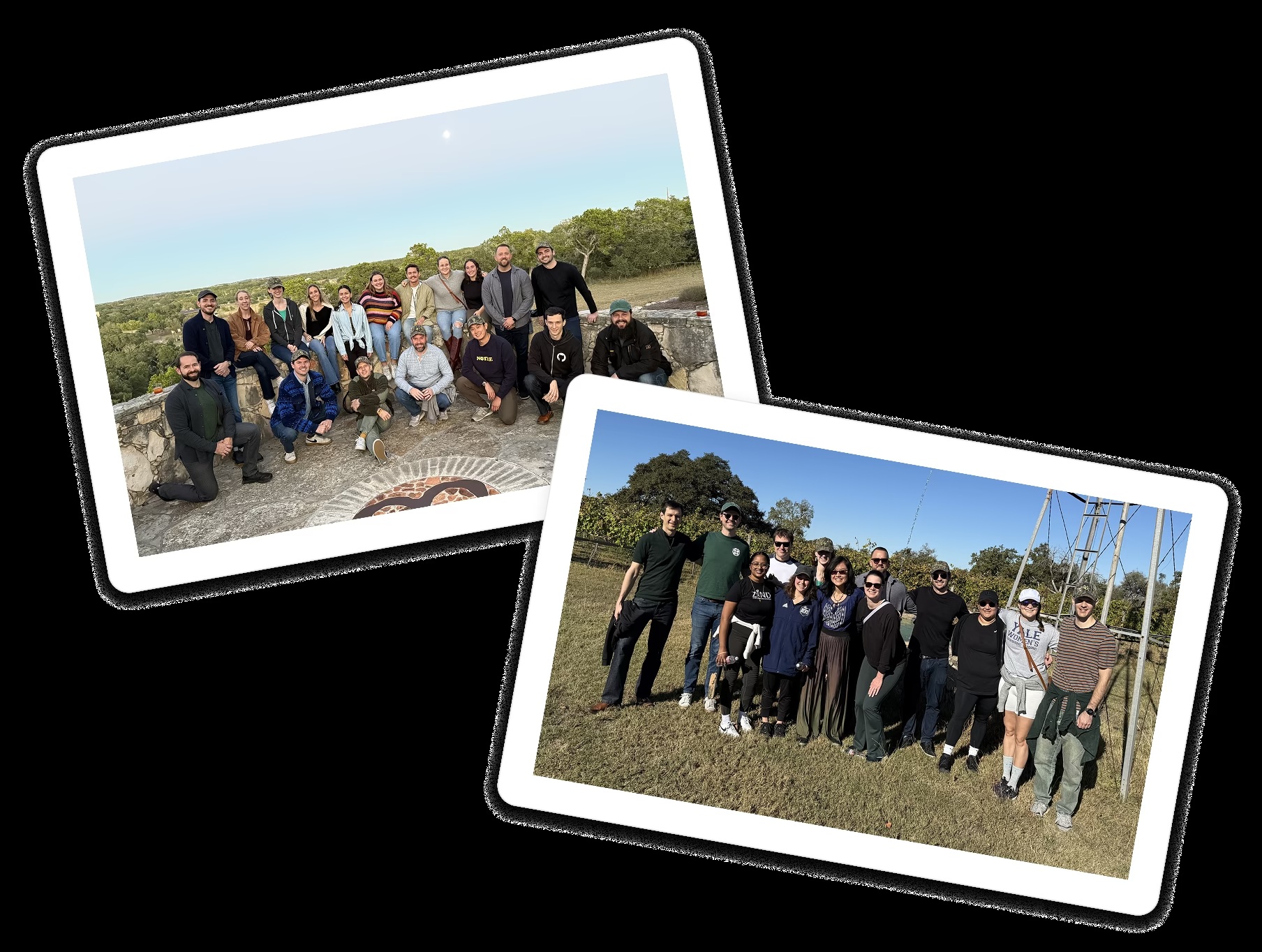 Two group photographs of Arbor team members outdoors, published on its about page