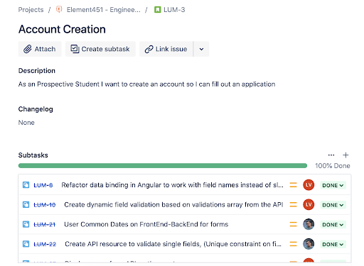 The early Luminous college application builder interface
