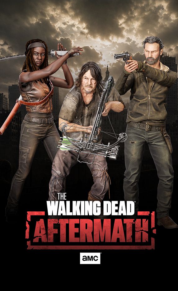 The Walking Dead Aftermath artwork featuring survivors and walkers