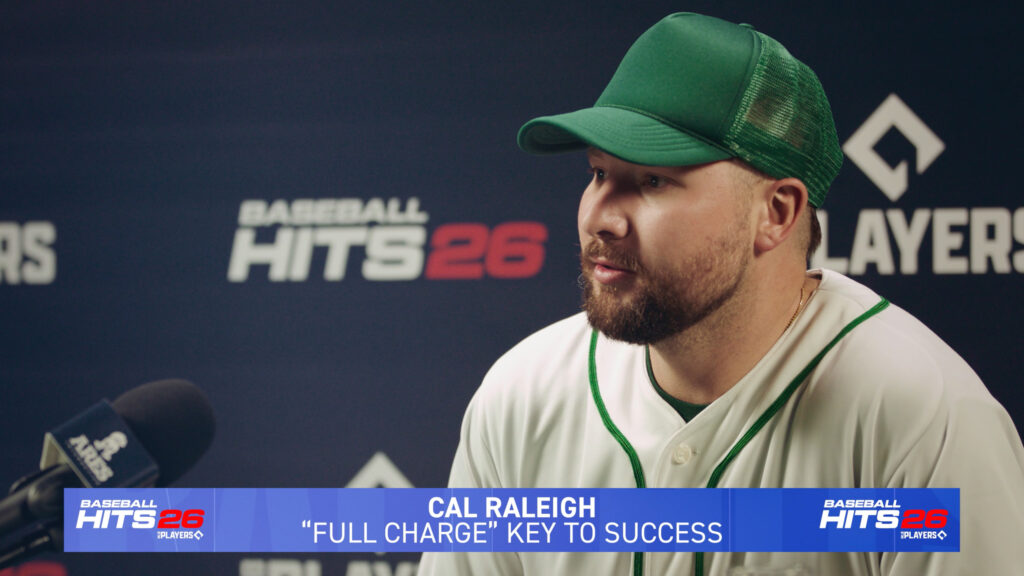 Cal Raleigh in a promotional interview for Baseball Hits 26