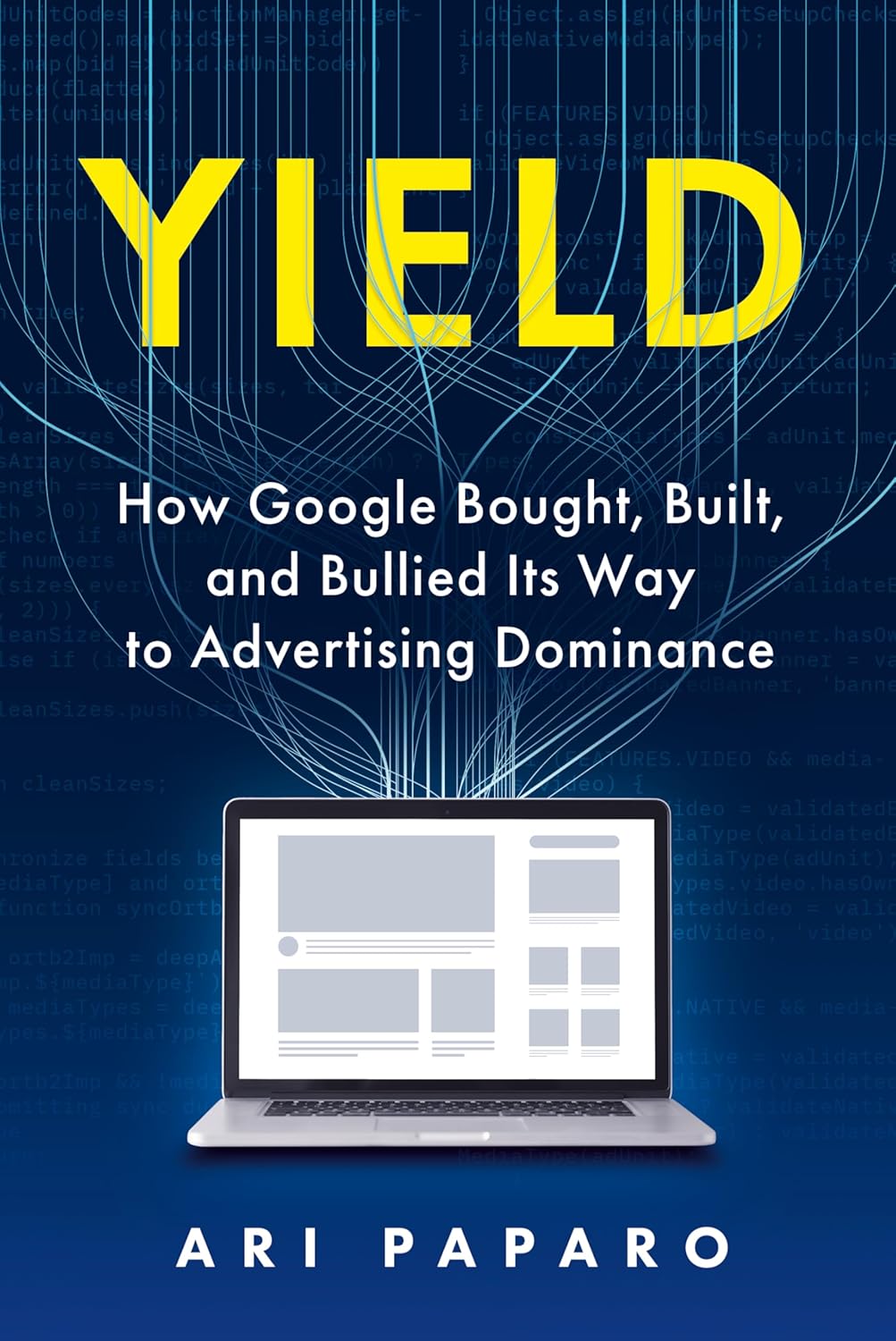Cover of Yield by Ari Paparo, with yellow lettering on a navy background