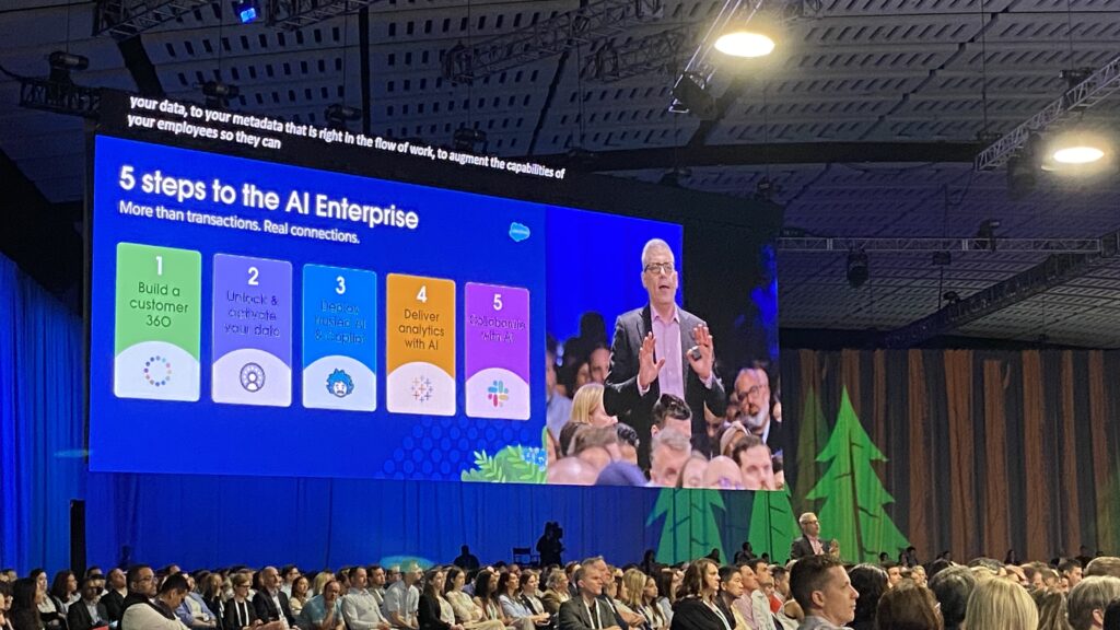 Ariel Kelman presenting five steps to the AI enterprise at Salesforce Connections 2024