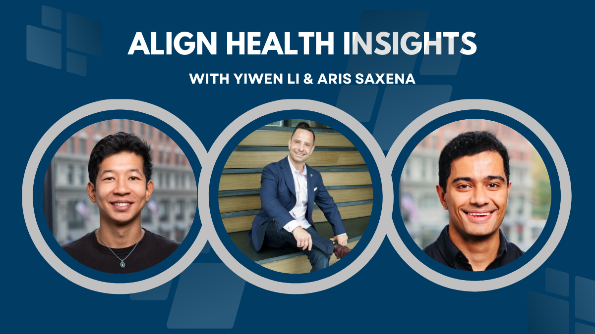 Align Health Insights episode artwork with Yiwen Li on the left, host Mark Czubachowski in the middle and Aris Saxena on the right