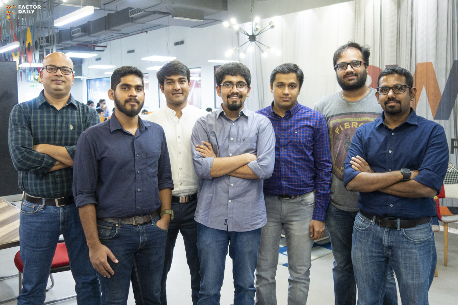 The Agara Labs team standing together in its Bengaluru office in 2018