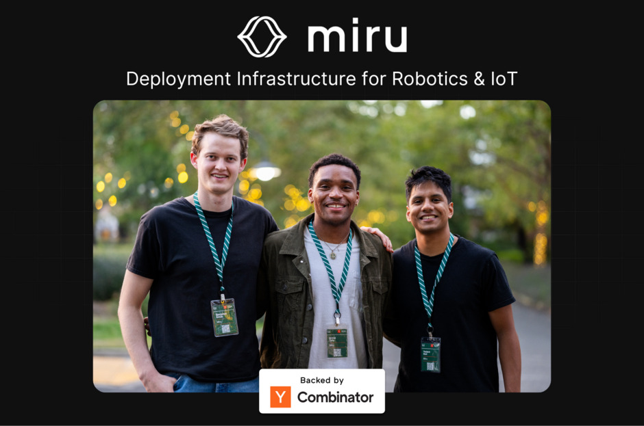 Miru co-founders Benjamin Smidt, Armel Talla and Vedant Nair together outdoors during Y Combinator