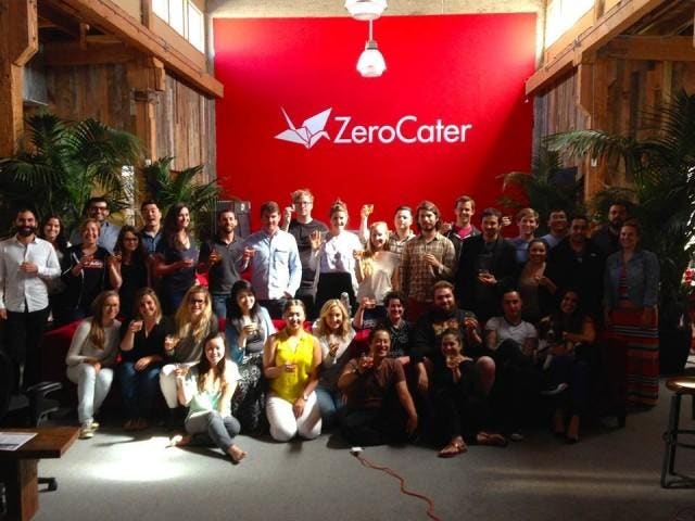 Arram Sabeti standing with members of the Zerocater team