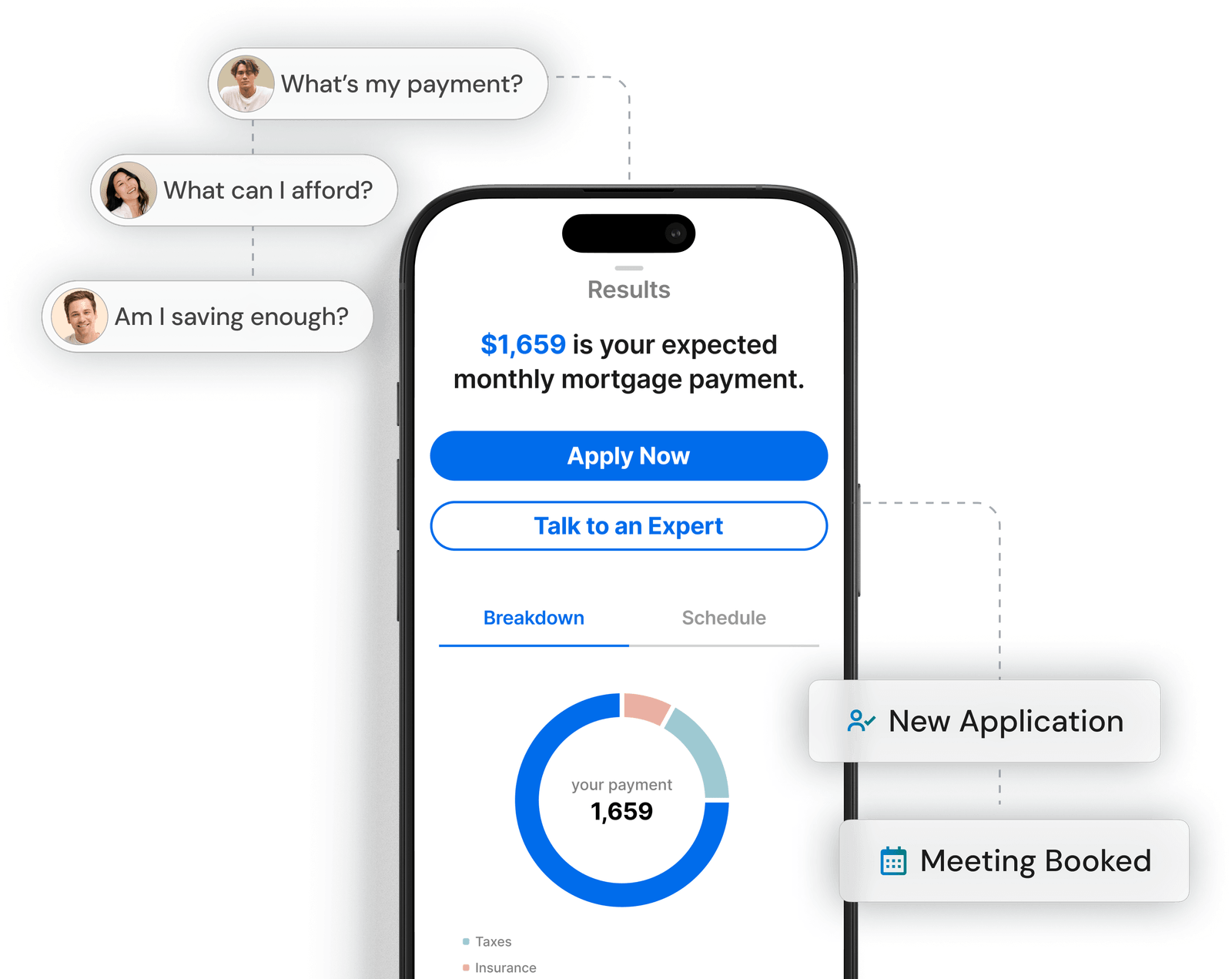 Chimney financial calculator product interfaces shown in Array’s announcement