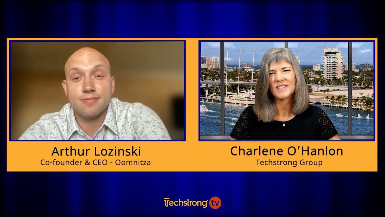 Arthur Lozinski, left, speaking with Charlene O'Hanlon in a Techstrong TV interview