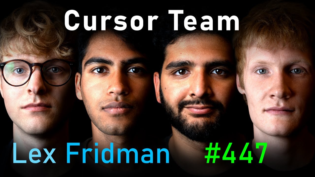 Arvid Lunnemark with Cursor co-founders Aman Sanger, Sualeh Asif and Michael Truell in the Lex Fridman Podcast portrait