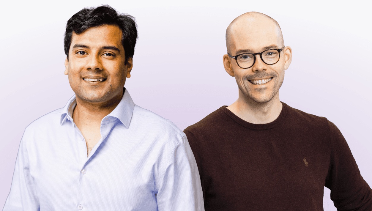 Asad Tirmizi, left, and Trener Robotics co-founder Lars Tingelstad, right