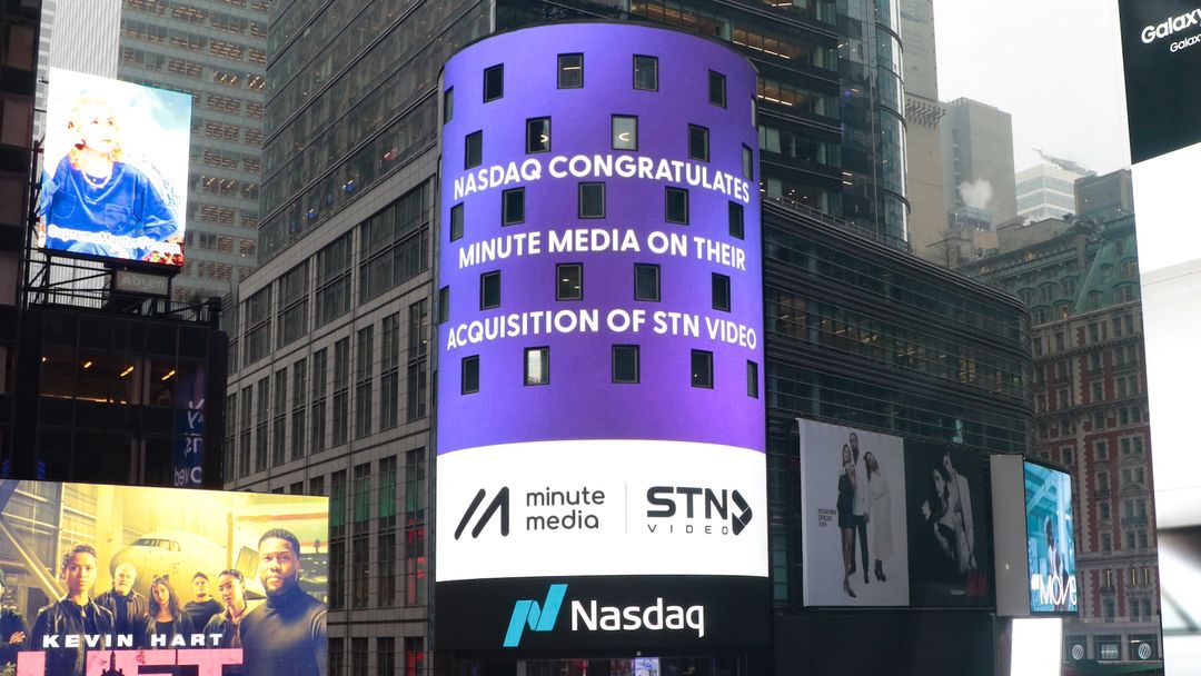 Minute Media and STN Video acquisition celebration at Nasdaq