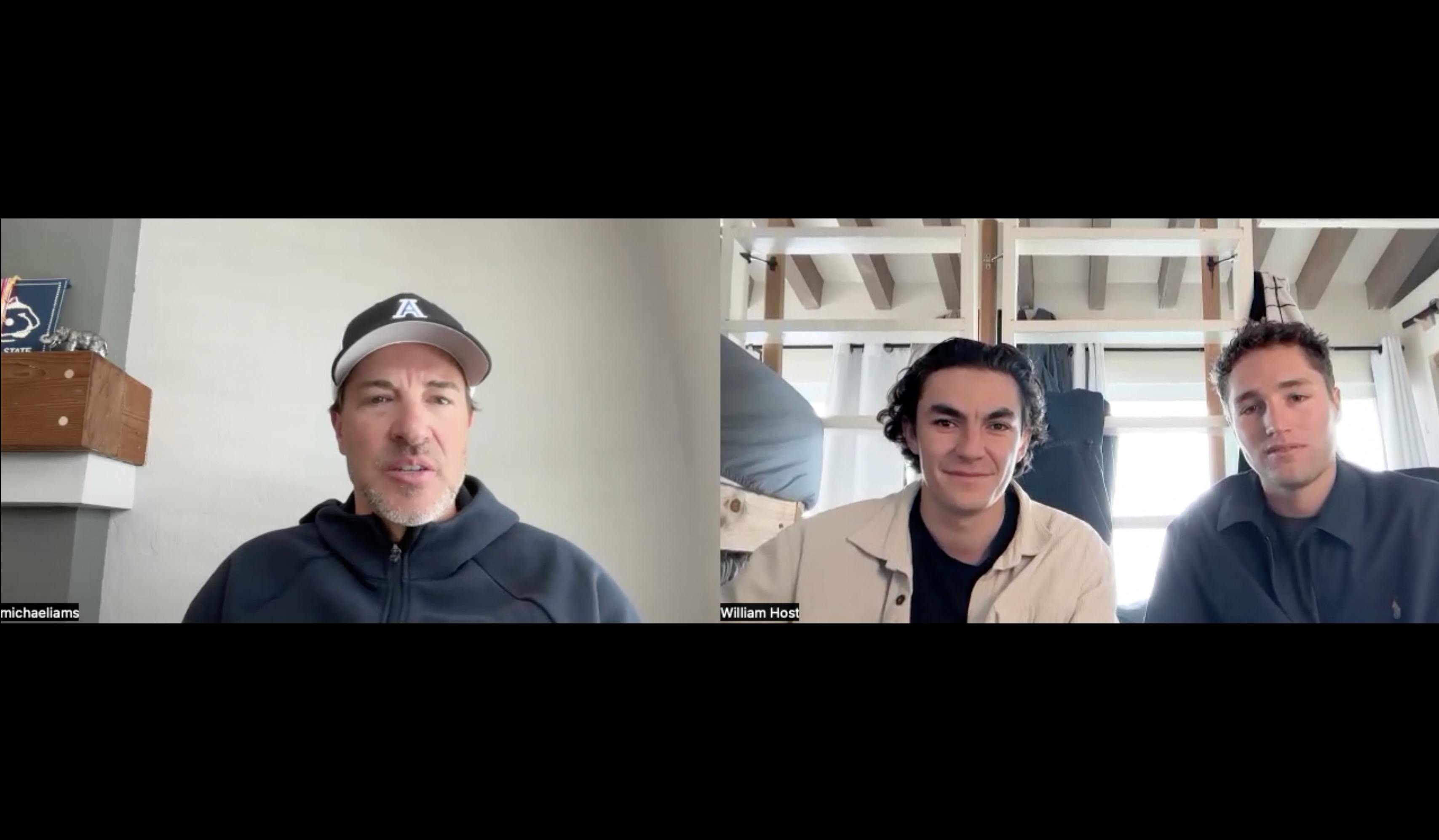 Ascend founders on a video call with Takes CEO Michael Iams