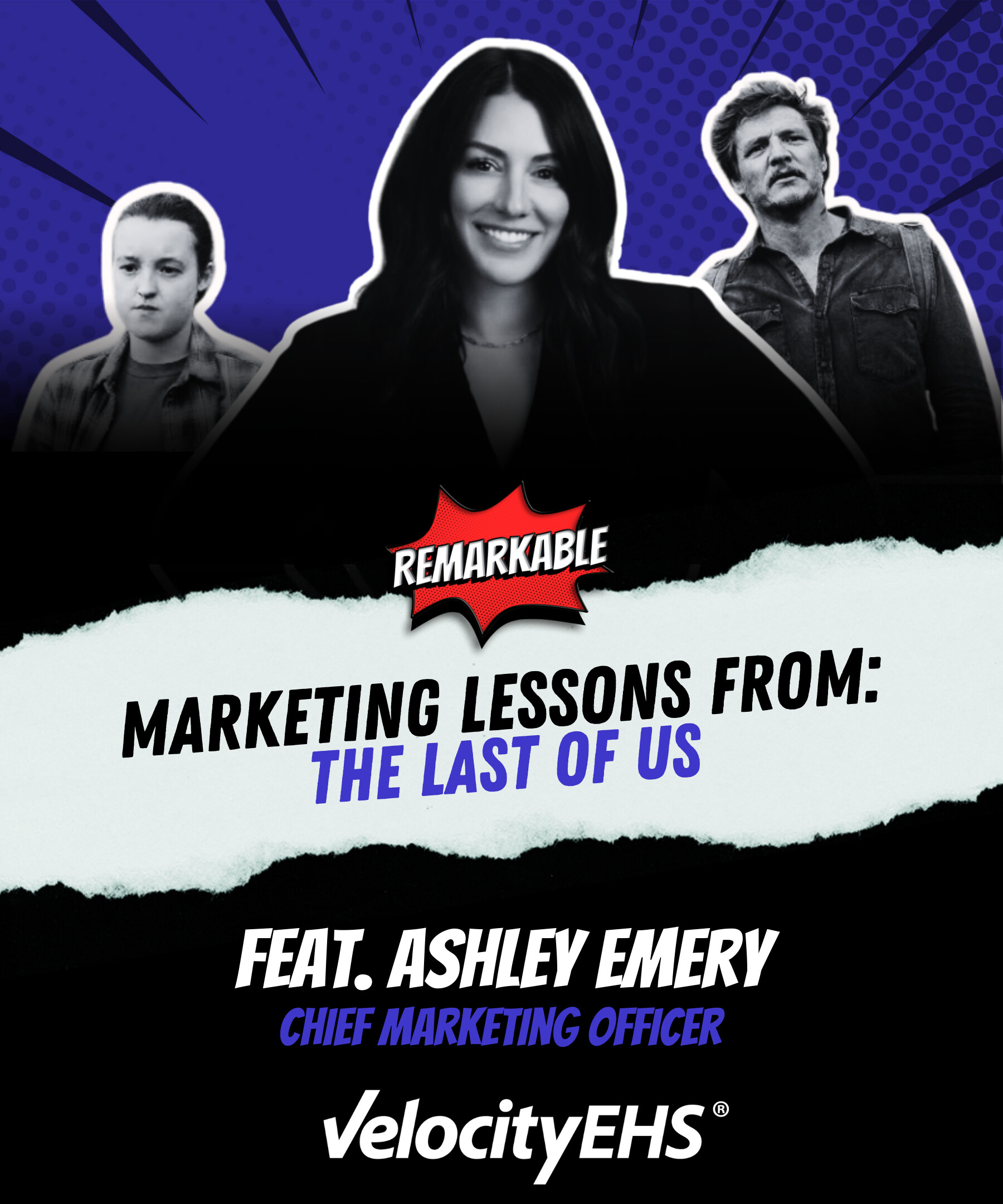 Podcast artwork featuring Ashley Emery for an episode about marketing lessons from The Last of Us