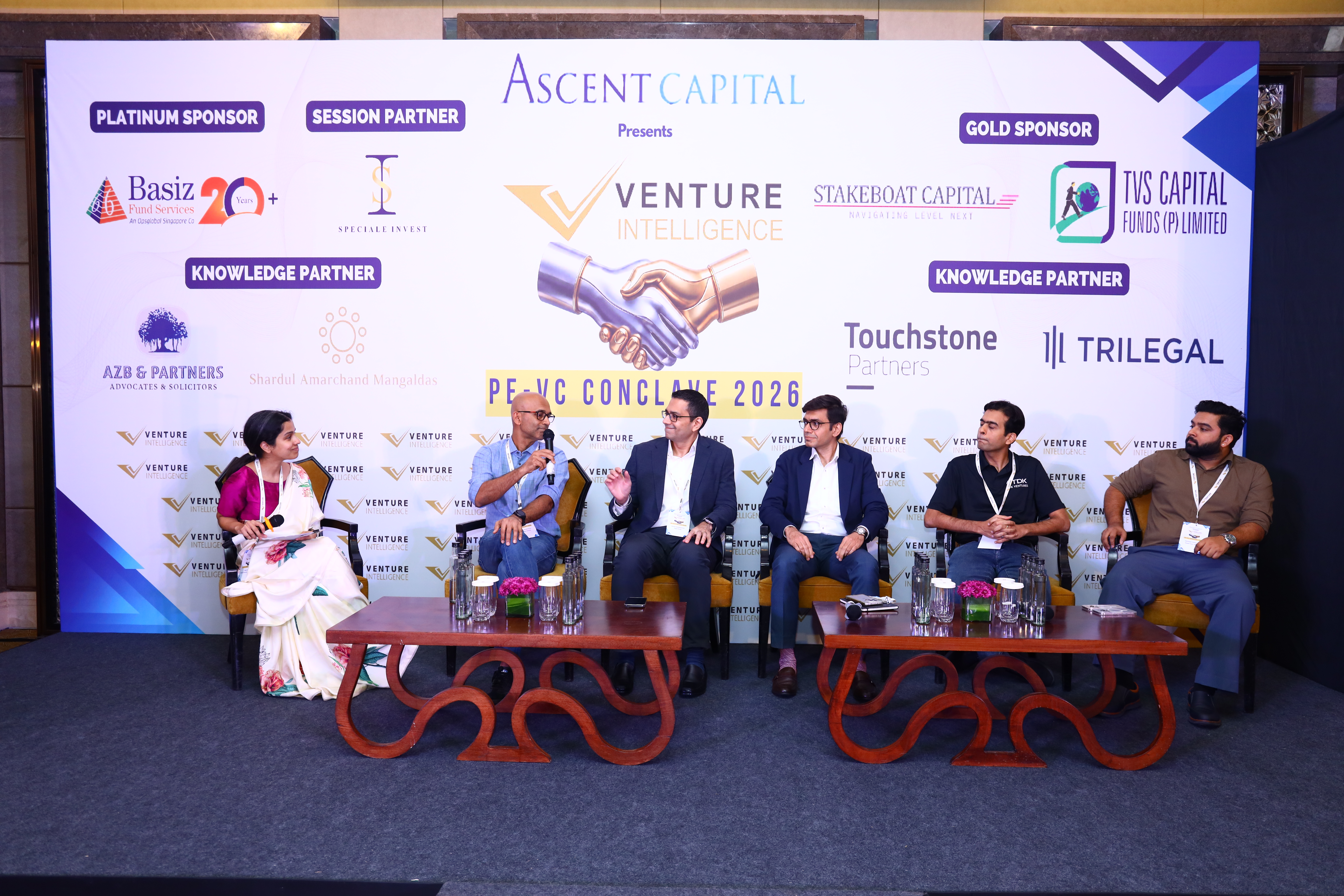 Investors on stage at the Venture Intelligence PE-VC Conclave in Bengaluru