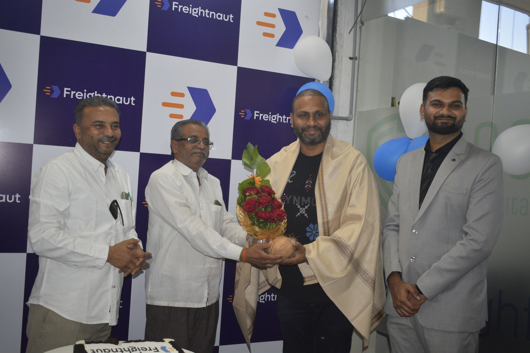 Ashutosh Pulate with other attendees at the Freightnaut launch in Loni