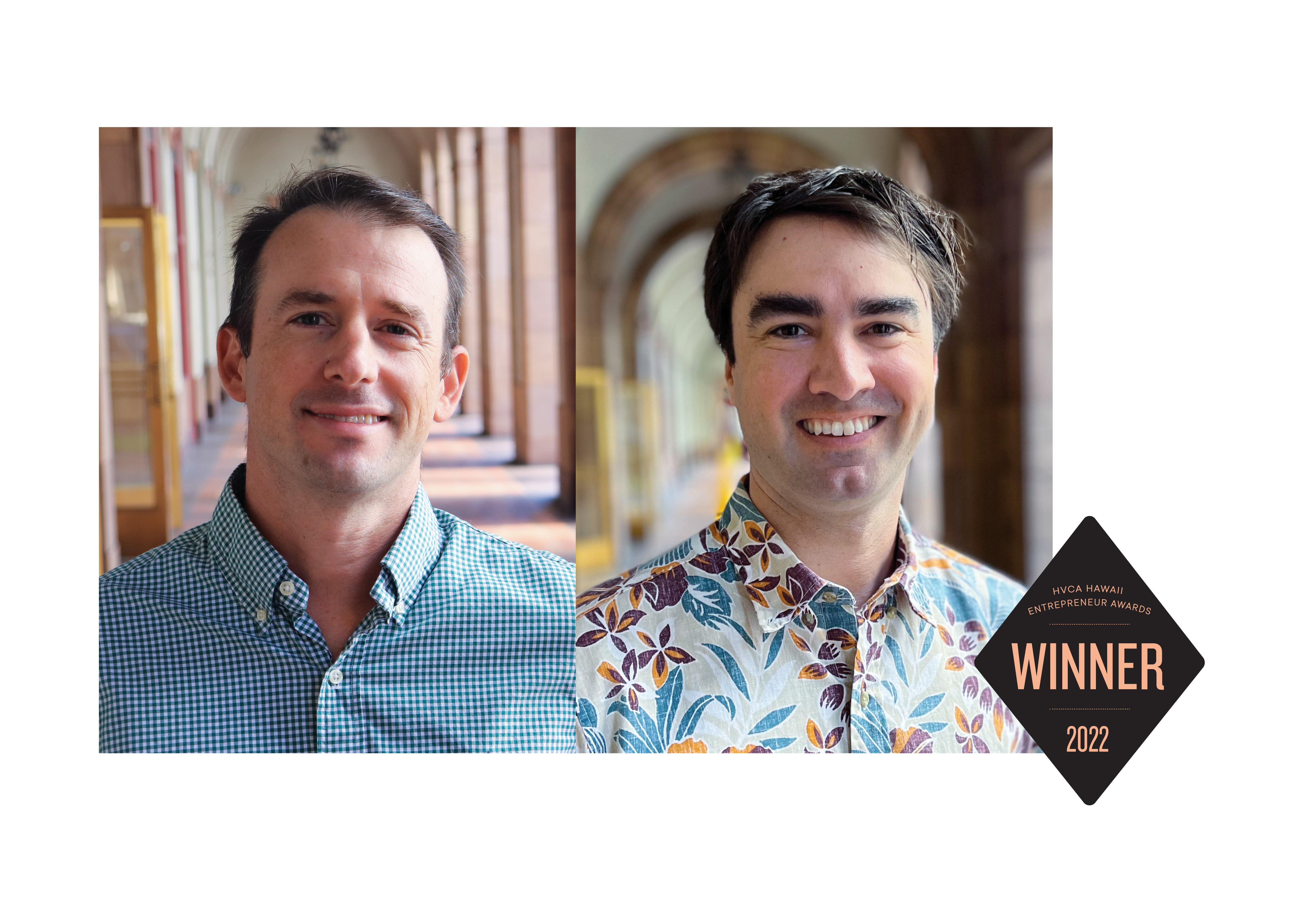 Assaf Karmon and Tim Roy, co-founders of Turno, in a 2022 Hawaii Entrepreneur Awards graphic