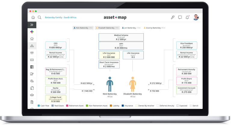 Asset-Map household report displayed on a laptop