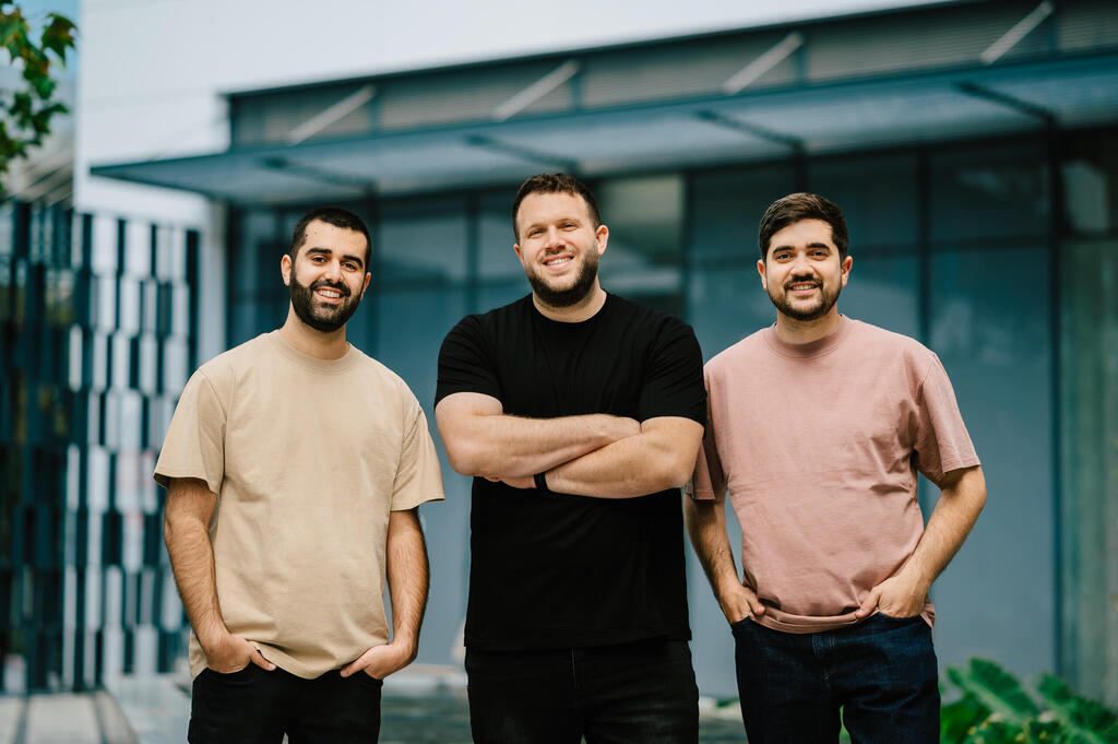 Astelia co-founders Roy Rajwan, Alon Noy and Nadav Ostrovsky standing outdoors