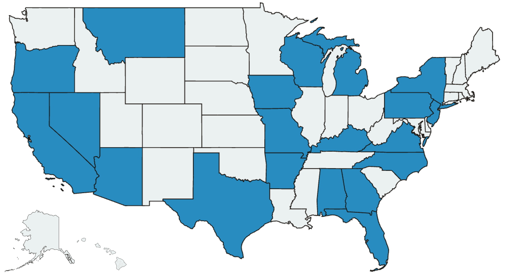 At Scale map showing operations across more than twenty U.S. states