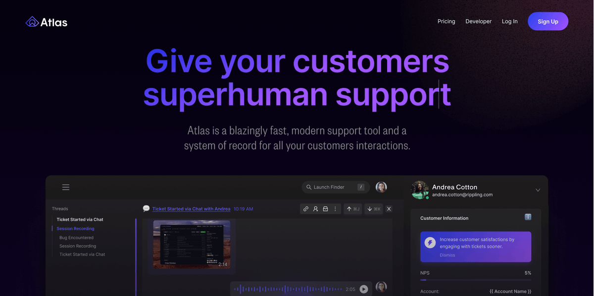 Atlas customer support platform brand image