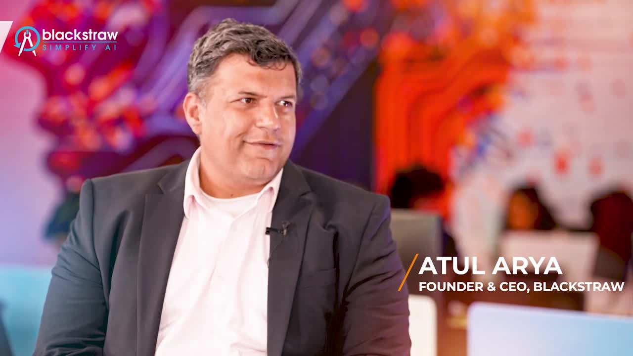 Atul Arya seated during an interview about founding Blackstraw