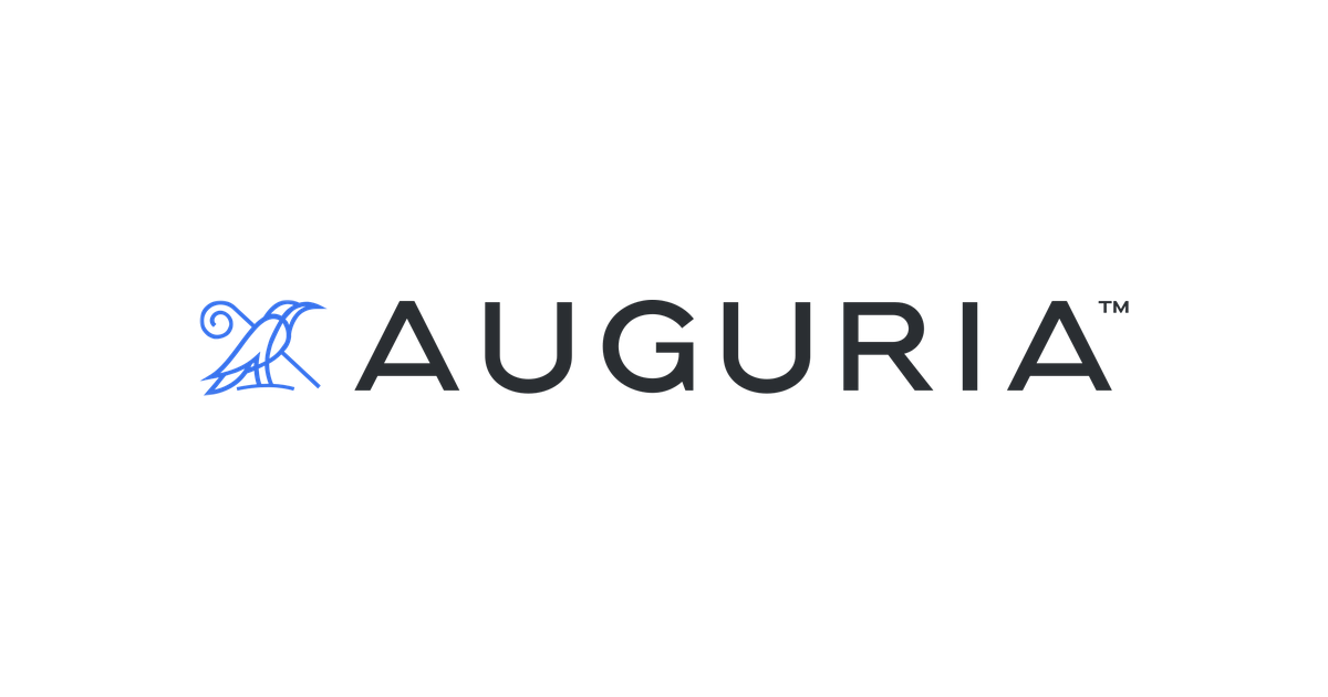 Auguria company logo - the AUGURIA wordmark with a blue bird mark