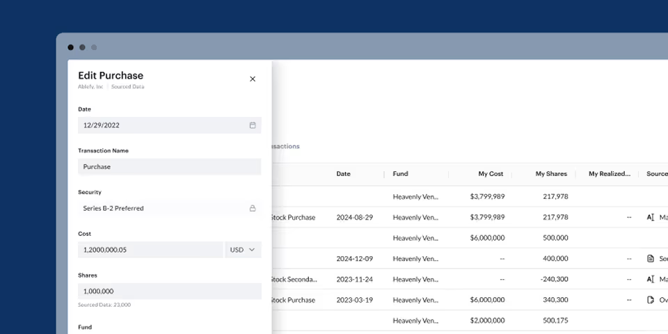 Aumni’s transaction management illustration from the October 2025 Venture Workspace announcement