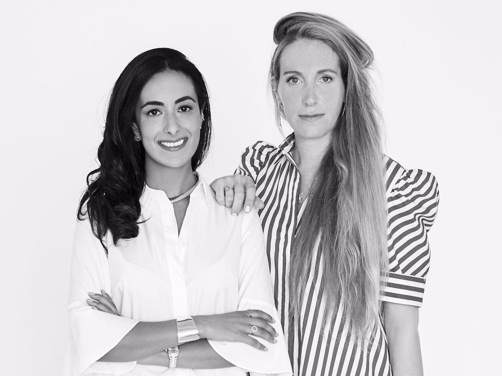 Aurate co-founders Bouchra Ezzahraoui and Sophie Kahn together in a studio portrait