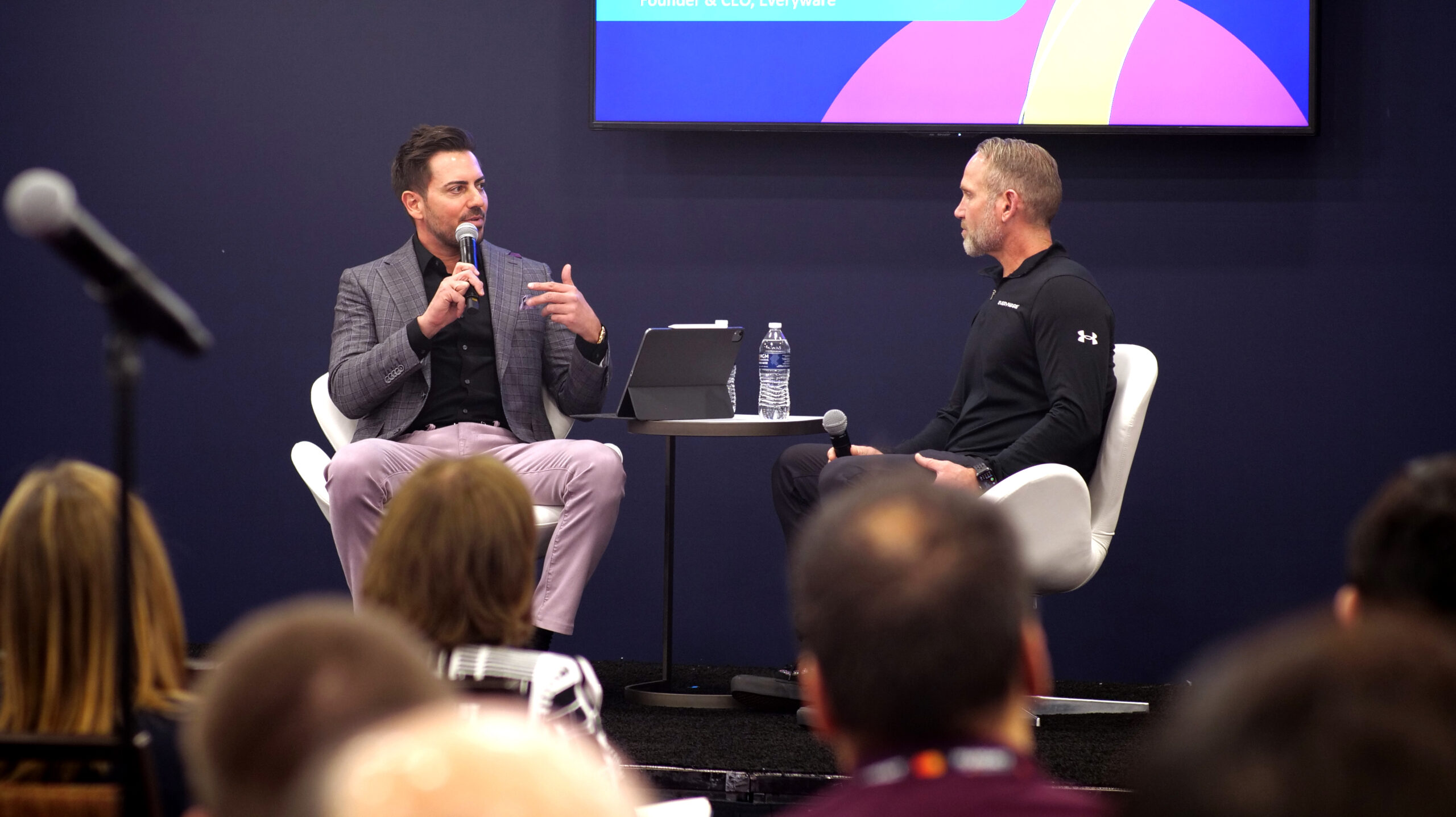 Timmy Nafso and Austin Talley speaking together at TRANSACT 2024