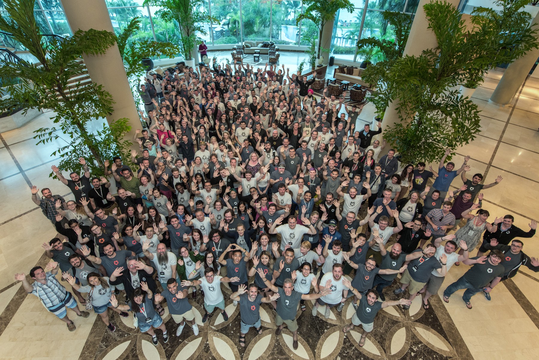 Historical group photograph of the Auth0 team