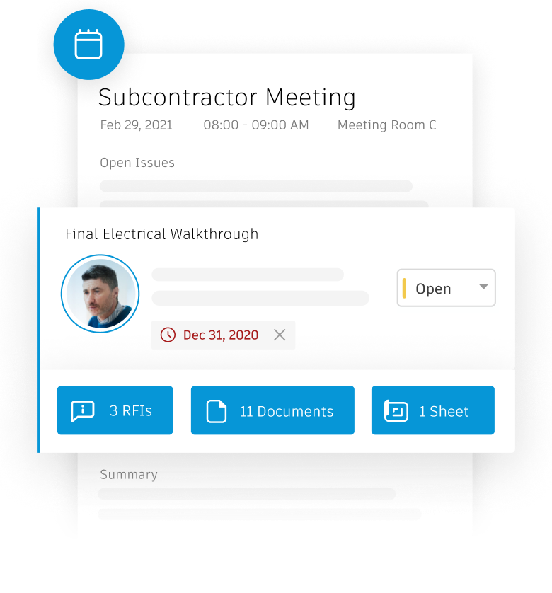 Autodesk construction project management screens showing records and collaborative workflows