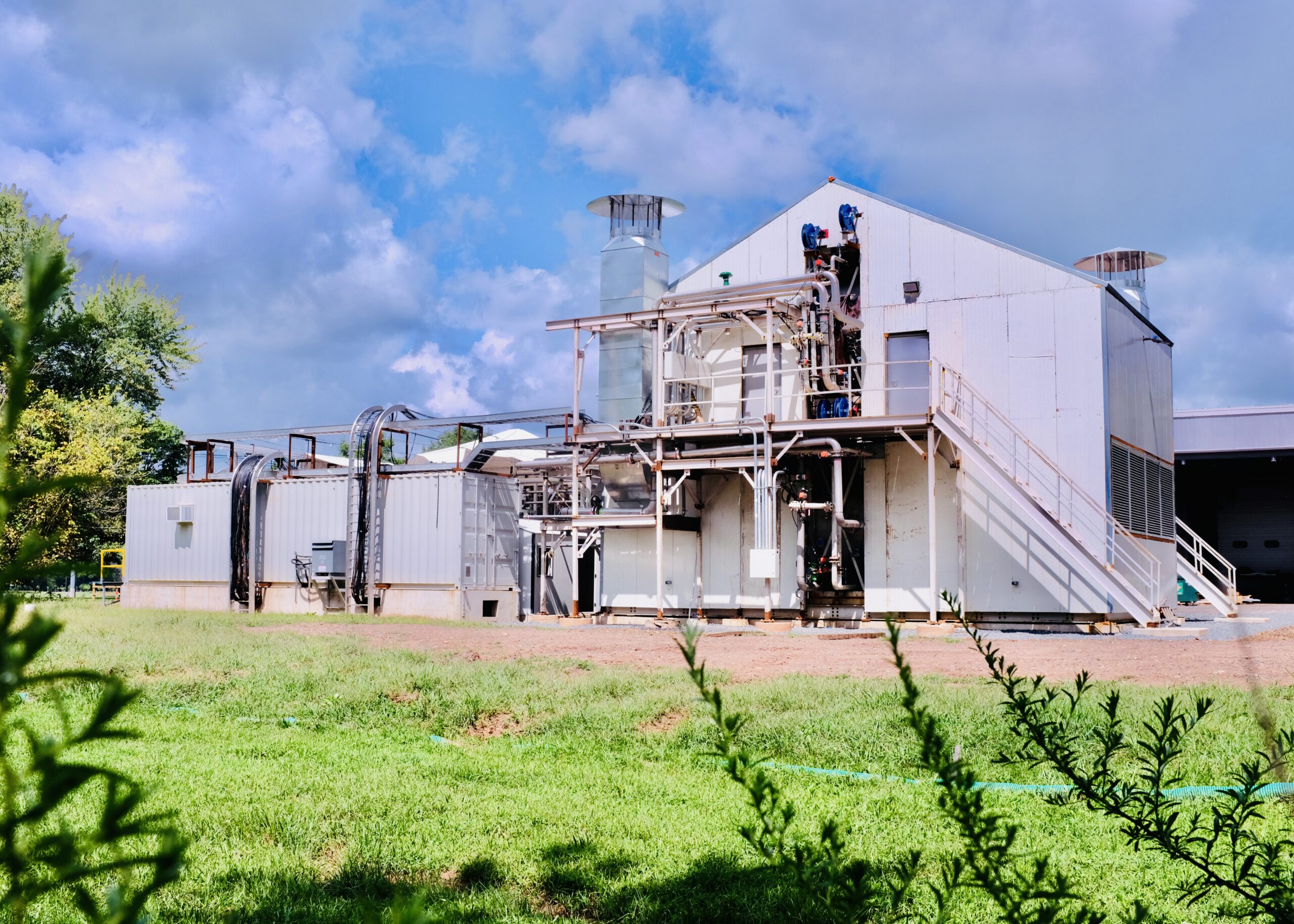 Avnos industrial demonstration infrastructure in Bridgewater, with large air-handling equipment and exposed pipework