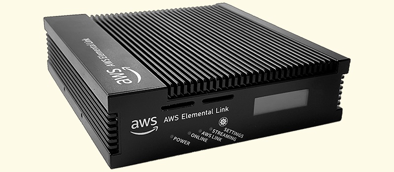 AWS Elemental Link UHD device, showing its compact enclosure and connectors