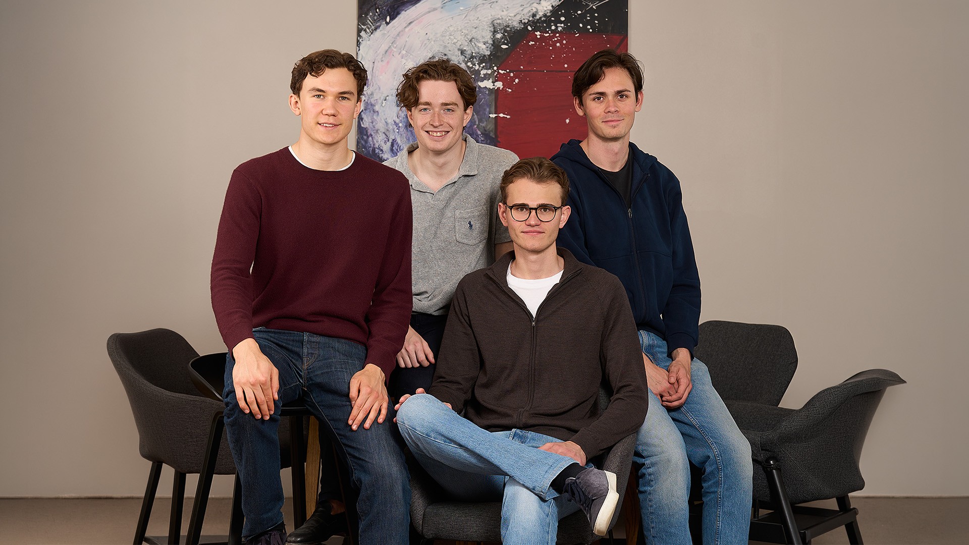 Zaplar’s four co-founders posed together, with Axel Andersson Lingbert seated in front
