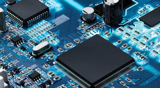 Close view of electronic components and circuit board traces