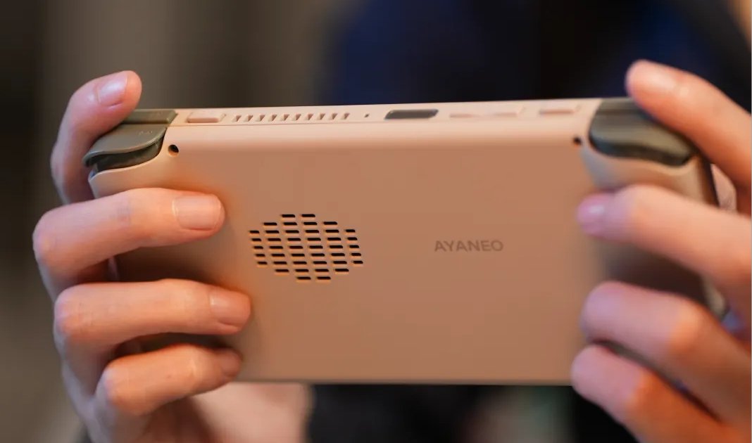 AYANEO Pocket ACE shown at an angle highlighting controls and buttons