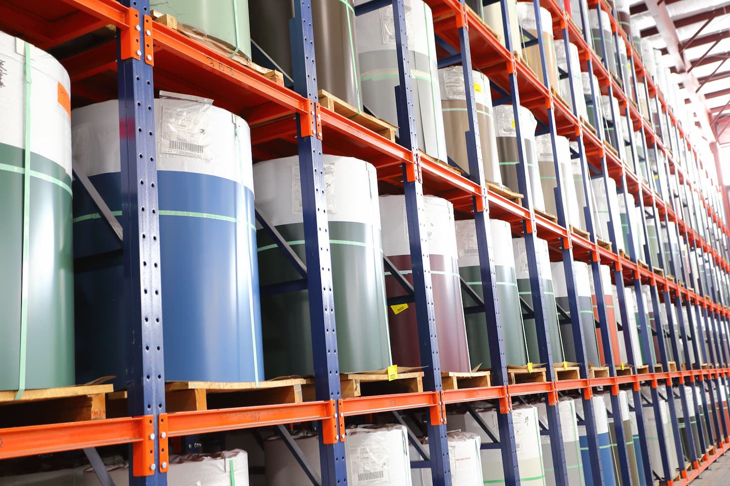 Color-coated metal coils in an AZZ Precoat Metals facility