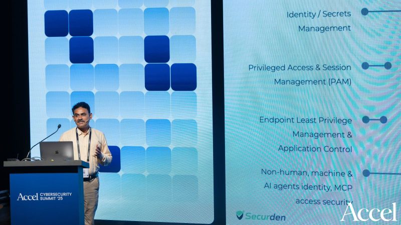 Bala Venkatramani presenting Securden at the Accel Cybersecurity Summit 2025