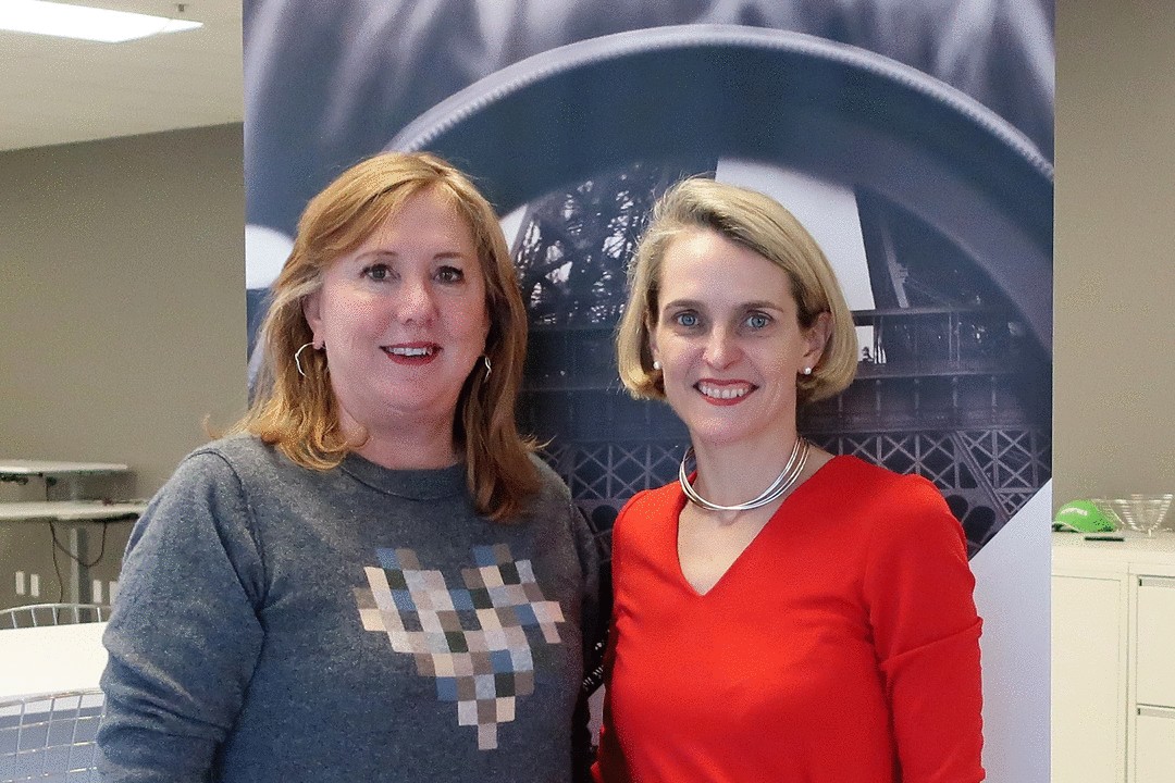 Barbara Bates, left, with interviewer Catherine Robson