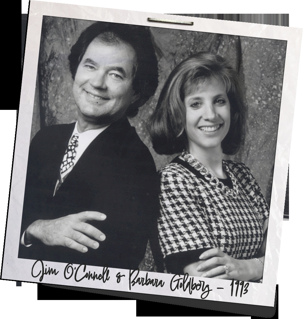 Archival photograph labeled Jim O’Connell and Barbara Goldberg, 1993