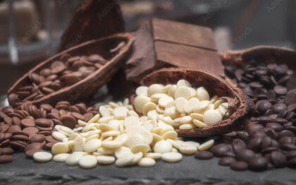 Assorted white, milk and dark chocolate chips